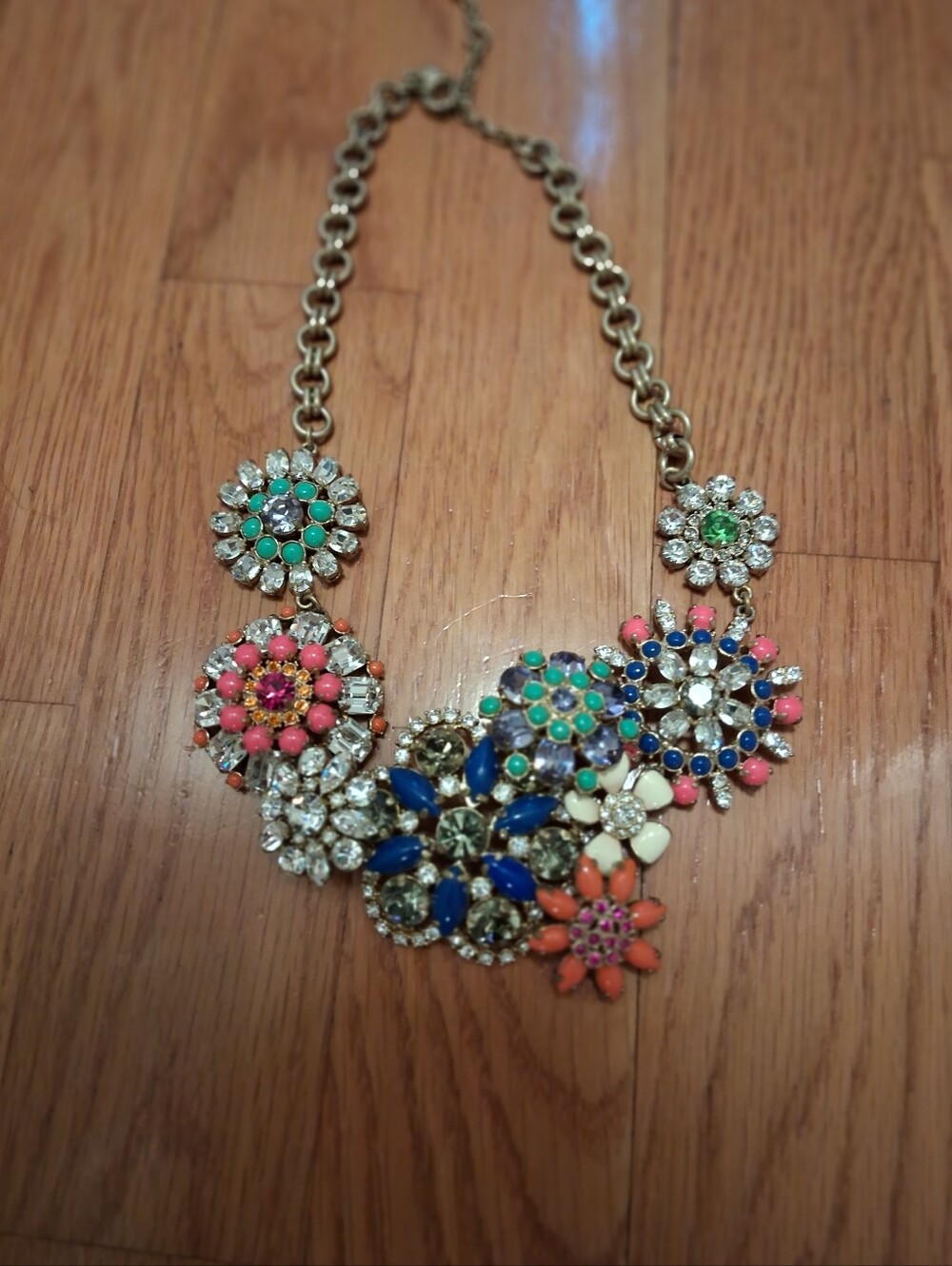 J Crew Multicolor Rainbow Floral Lattice Statement Necklace